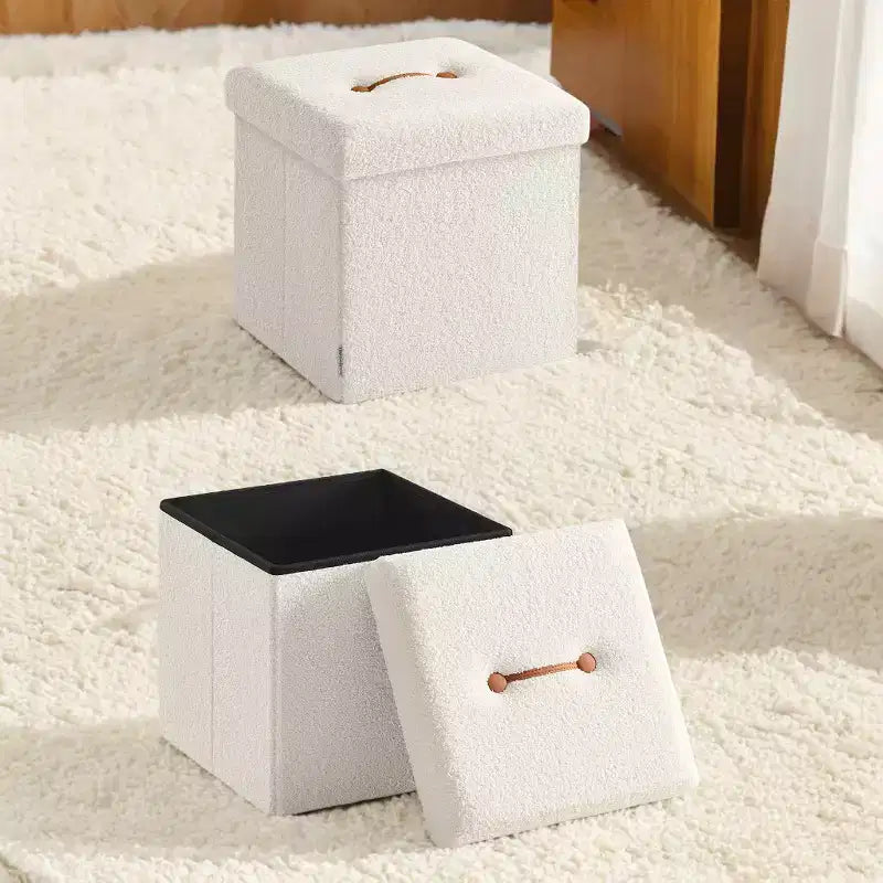 LEDREM Pouf Contenitore Pieghevole Piccolo, Sgabello Poggiapiedi, 38 x 38 x 38 cm, Pouf con Contenitore, Carico fino a 300 kg