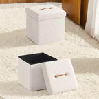 LEDREM Pouf Contenitore Pieghevole Piccolo, Sgabello Poggiapiedi, 38 x 38 x 38 cm, Pouf con Contenitore, Carico fino a 300 kg