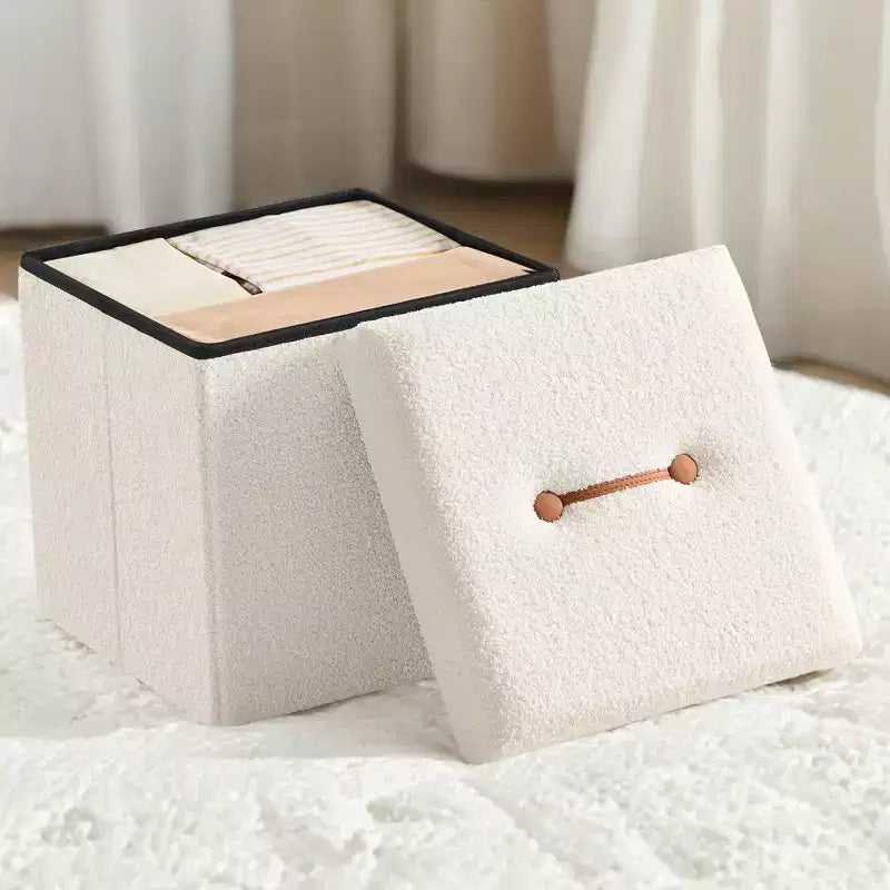 LEDREM Pouf Contenitore Pieghevole Piccolo, Sgabello Poggiapiedi, 38 x 38 x 38 cm, Pouf con Contenitore, Carico fino a 300 kg