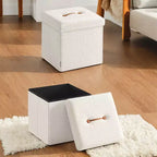 LEDREM Pouf Contenitore Pieghevole Piccolo, Sgabello Poggiapiedi, 38 x 38 x 38 cm, Pouf con Contenitore, Carico fino a 300 kg