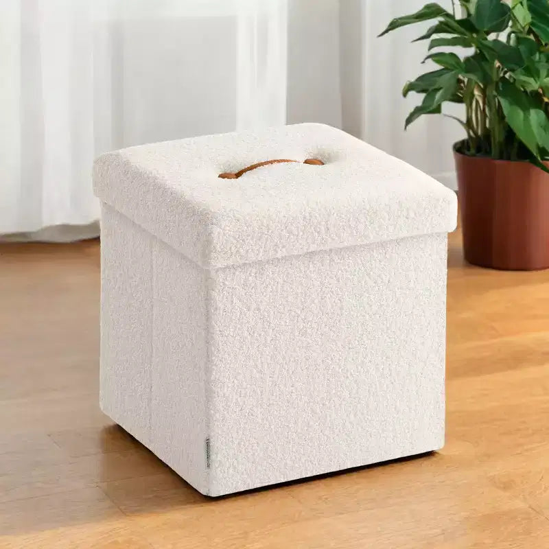LEDREM Pouf Contenitore Pieghevole Piccolo, Sgabello Poggiapiedi, 38 x 38 x 38 cm, Pouf con Contenitore, Carico fino a 300 kg