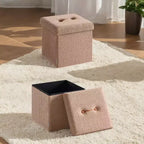 LEDREM Pouf Contenitore Pieghevole Piccolo, Sgabello Poggiapiedi, 38 x 38 x 38 cm, Pouf con Contenitore, Carico fino a 300 kg