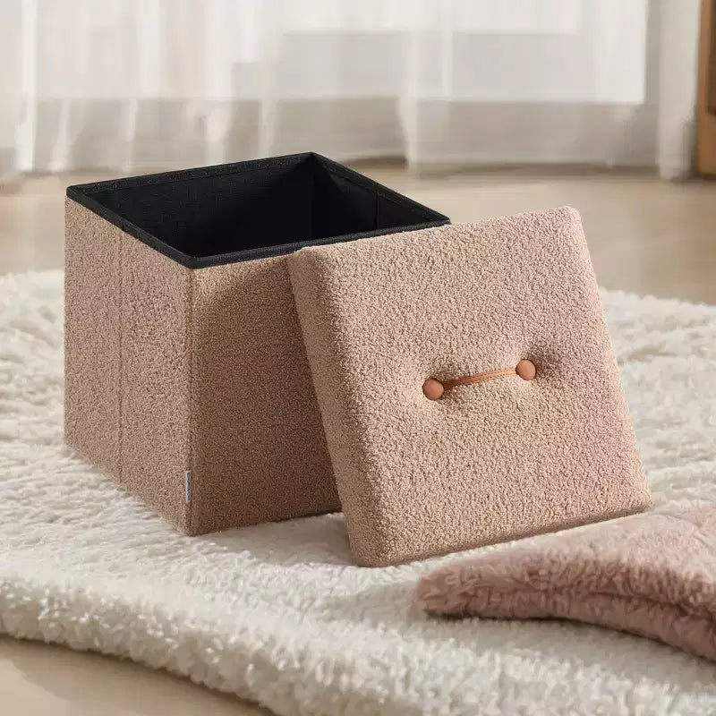 LEDREM Pouf Contenitore Pieghevole Piccolo, Sgabello Poggiapiedi, 38 x 38 x 38 cm, Pouf con Contenitore, Carico fino a 300 kg