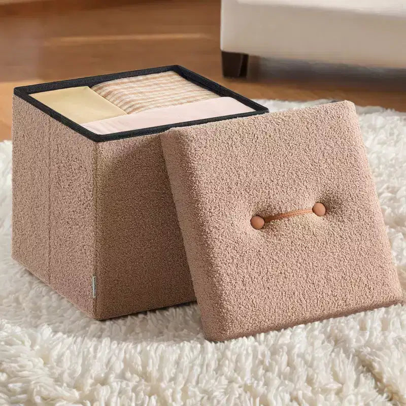 LEDREM Pouf Contenitore Pieghevole Piccolo, Sgabello Poggiapiedi, 38 x 38 x 38 cm, Pouf con Contenitore, Carico fino a 300 kg