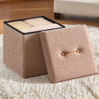 LEDREM Pouf Contenitore Pieghevole Piccolo, Sgabello Poggiapiedi, 38 x 38 x 38 cm, Pouf con Contenitore, Carico fino a 300 kg