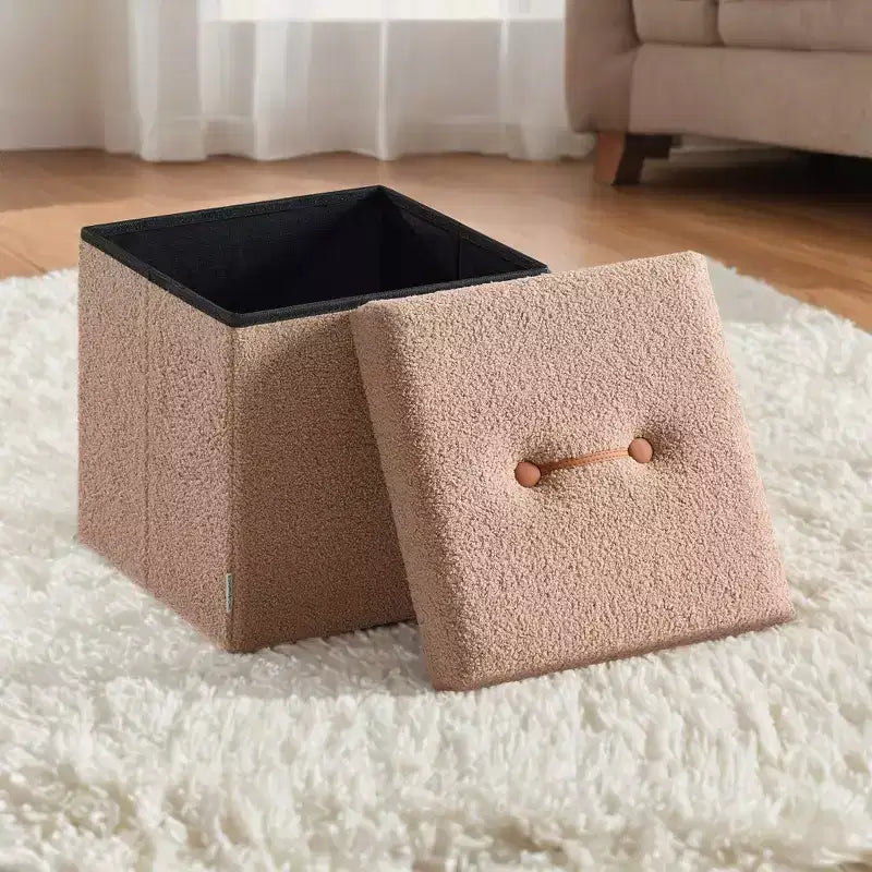 LEDREM Pouf Contenitore Pieghevole Piccolo, Sgabello Poggiapiedi, 38 x 38 x 38 cm, Pouf con Contenitore, Carico fino a 300 kg