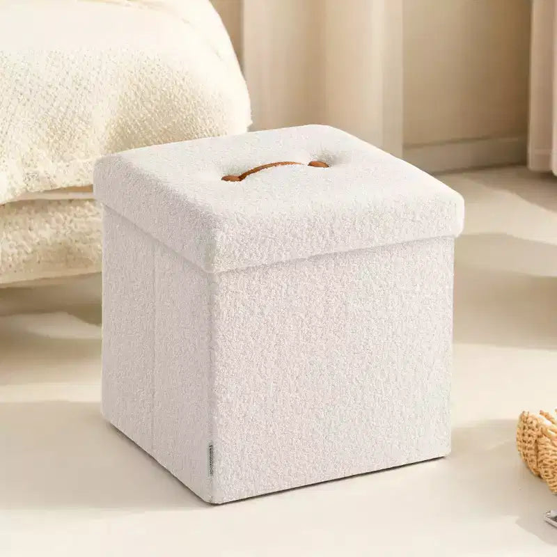 LEDREM Pouf Contenitore Pieghevole Piccolo, Sgabello Poggiapiedi, 38 x 38 x 38 cm, Pouf con Contenitore, Carico fino a 300 kg