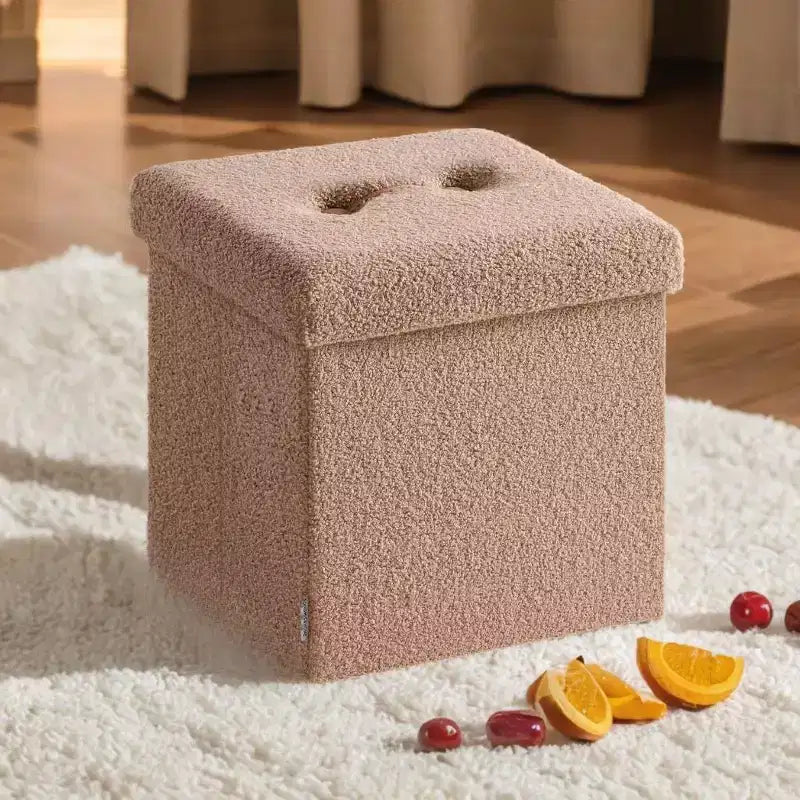 LEDREM Small Folding Storage Ottoman, Foot Rest Stool, 15 x 15 x 15 Inches, Ottoman with Storage, Load up to 660 lb
