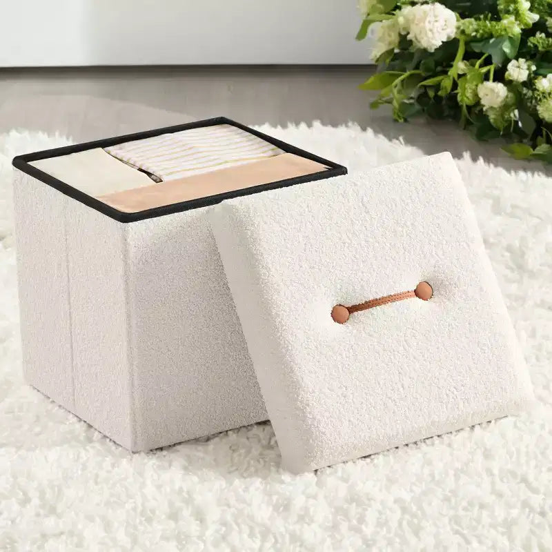 LEDREM Pouf Contenitore Pieghevole Piccolo, Sgabello Poggiapiedi, 38 x 38 x 38 cm, Pouf con Contenitore, Carico fino a 300 kg