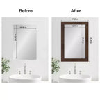 Amanti Art Cornice Decorativa per Specchio da Bagno - Kit Completo, Autoadesivo, Premontato - Specchio NON Incluso - Finitura Sottile Marrone Wildwood