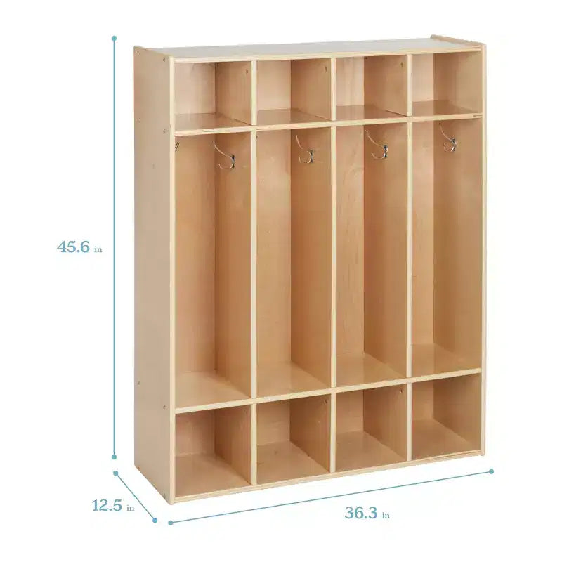 ECR4Kids Armadietto Appendiabiti a 4 Scomparti Streamline con Contenitore, Arredo per Aula