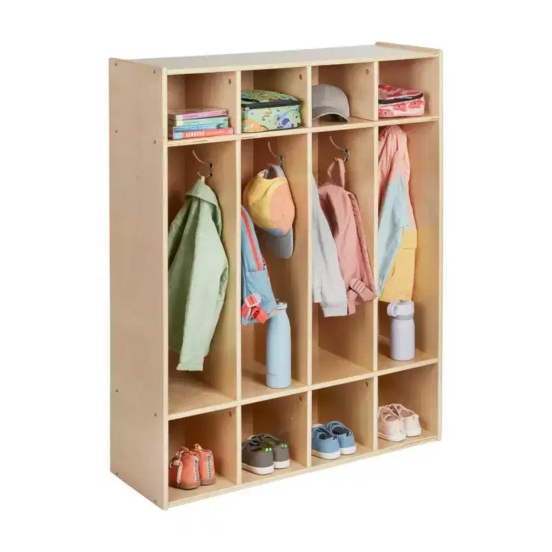 ECR4Kids Armadietto Appendiabiti a 4 Scomparti Streamline con Contenitore, Arredo per Aula