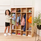ECR4Kids Armadietto Appendiabiti a 4 Scomparti Streamline con Contenitore, Arredo per Aula