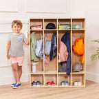ECR4Kids Armadietto Appendiabiti a 4 Scomparti Streamline con Contenitore, Arredo per Aula