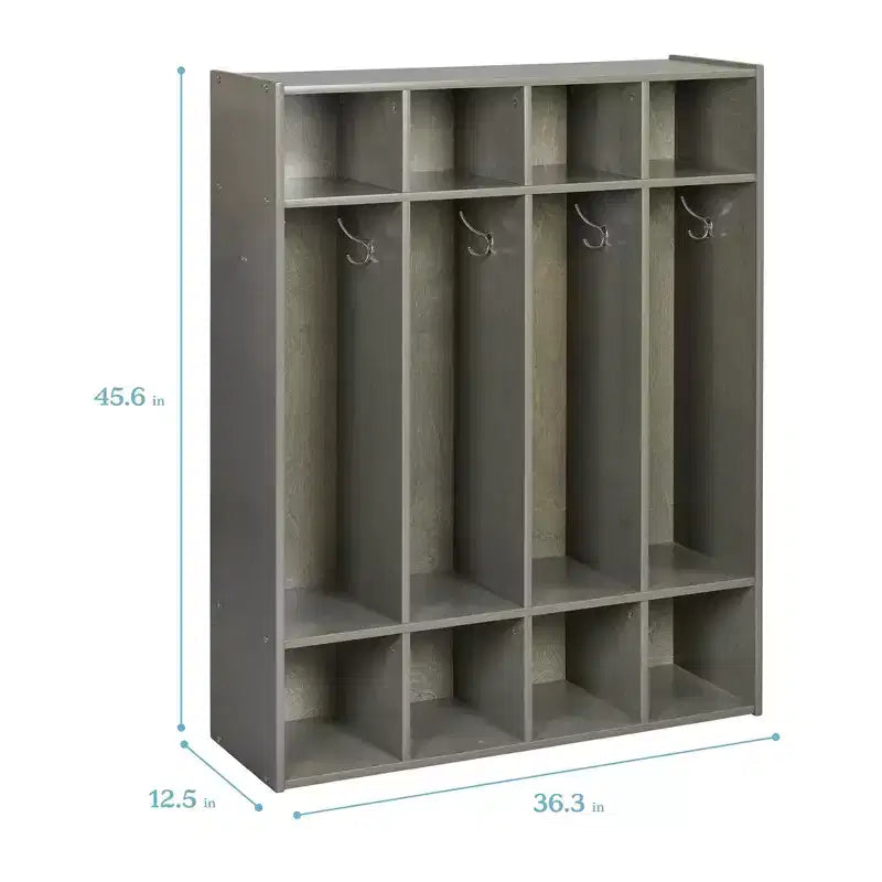 ECR4Kids Armadietto Appendiabiti a 4 Scomparti Streamline con Contenitore, Arredo per Aula