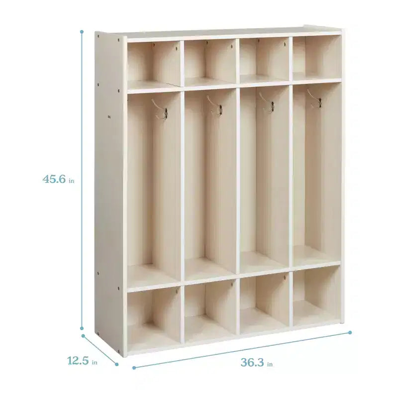 ECR4Kids Armadietto Appendiabiti a 4 Scomparti Streamline con Contenitore, Arredo per Aula