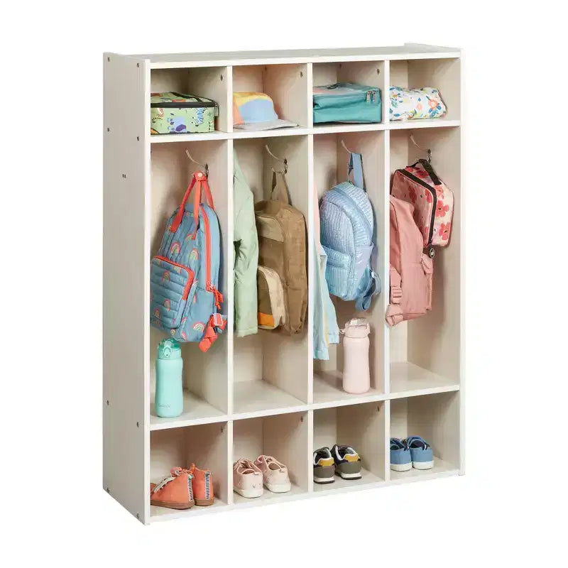 ECR4Kids Armadietto Appendiabiti a 4 Scomparti Streamline con Contenitore, Arredo per Aula