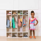 ECR4Kids Armadietto Appendiabiti a 4 Scomparti Streamline con Contenitore, Arredo per Aula