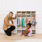 ECR4Kids Armadietto Appendiabiti a 4 Scomparti Streamline con Contenitore, Arredo per Aula
