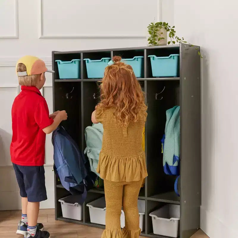 ECR4Kids Armadietto Appendiabiti a 4 Scomparti Streamline con Contenitore, Arredo per Aula
