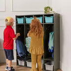 ECR4Kids Armadietto Appendiabiti a 4 Scomparti Streamline con Contenitore, Arredo per Aula