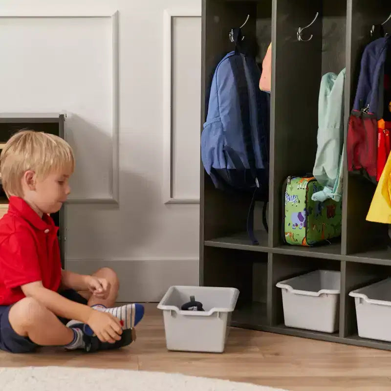 ECR4Kids Armadietto Appendiabiti a 4 Scomparti Streamline con Contenitore, Arredo per Aula