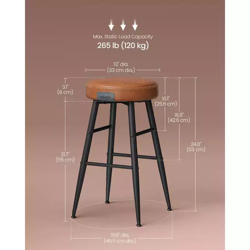 EKHO Set di 2 Sgabelli da Bar Alti 63 cm, Sgabelli da Bar Altezza Bancone, Sgabelli da Cucina