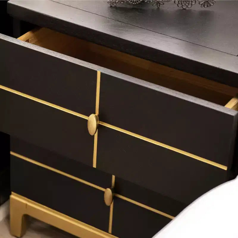 JTH LUXE Kingsly 21 Tavolino Contenitore Laterale Glamour Contemporaneo, Betulla Espresso Nera e Impiallacciatura