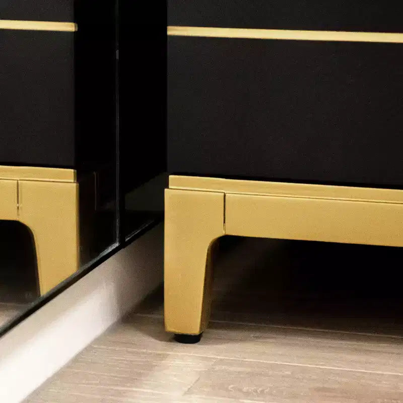 JTH LUXE Kingsly 21 Tavolino Contenitore Laterale Glamour Contemporaneo, Betulla Espresso Nera e Impiallacciatura