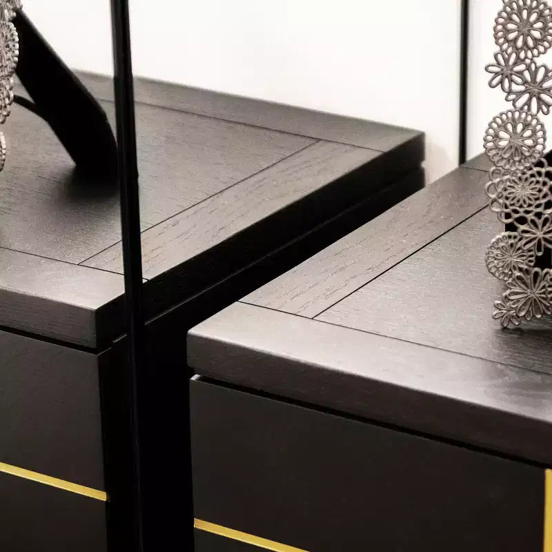 JTH LUXE Kingsly 21 Tavolino Contenitore Laterale Glamour Contemporaneo, Betulla Espresso Nera e Impiallacciatura