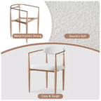 Sedie da pranzo Boucle set da 2, poltrone moderne con gambe in metallo effetto legno per cucina, soggiorno, ristorante, bar - Morden Fort