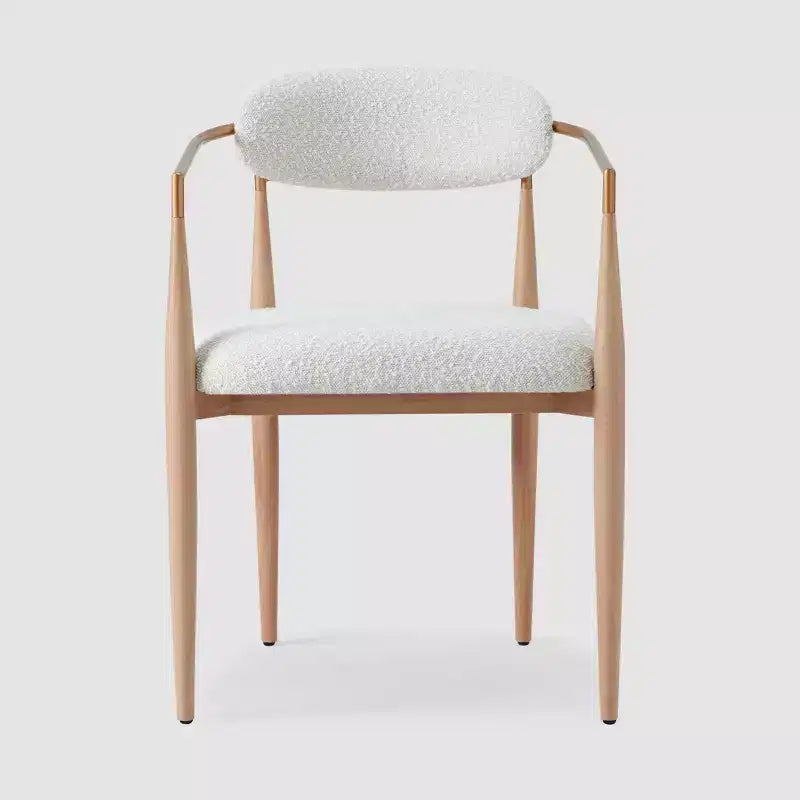 Sedie da pranzo Boucle set da 2, poltrone moderne con gambe in metallo effetto legno per cucina, soggiorno, ristorante, bar - Morden Fort