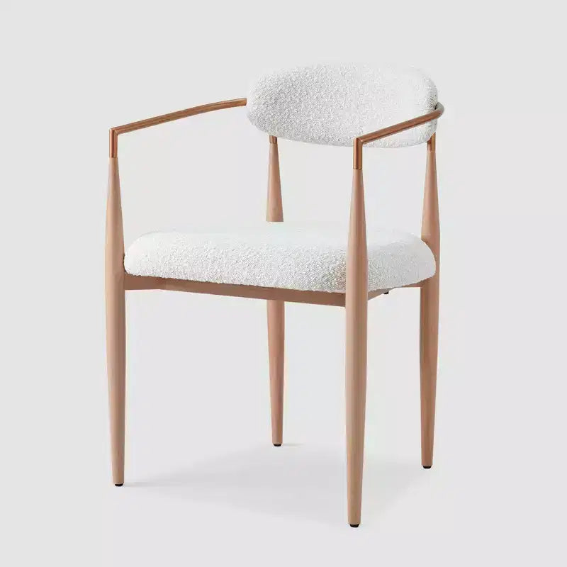 Sedie da pranzo Boucle set da 2, poltrone moderne con gambe in metallo effetto legno per cucina, soggiorno, ristorante, bar - Morden Fort