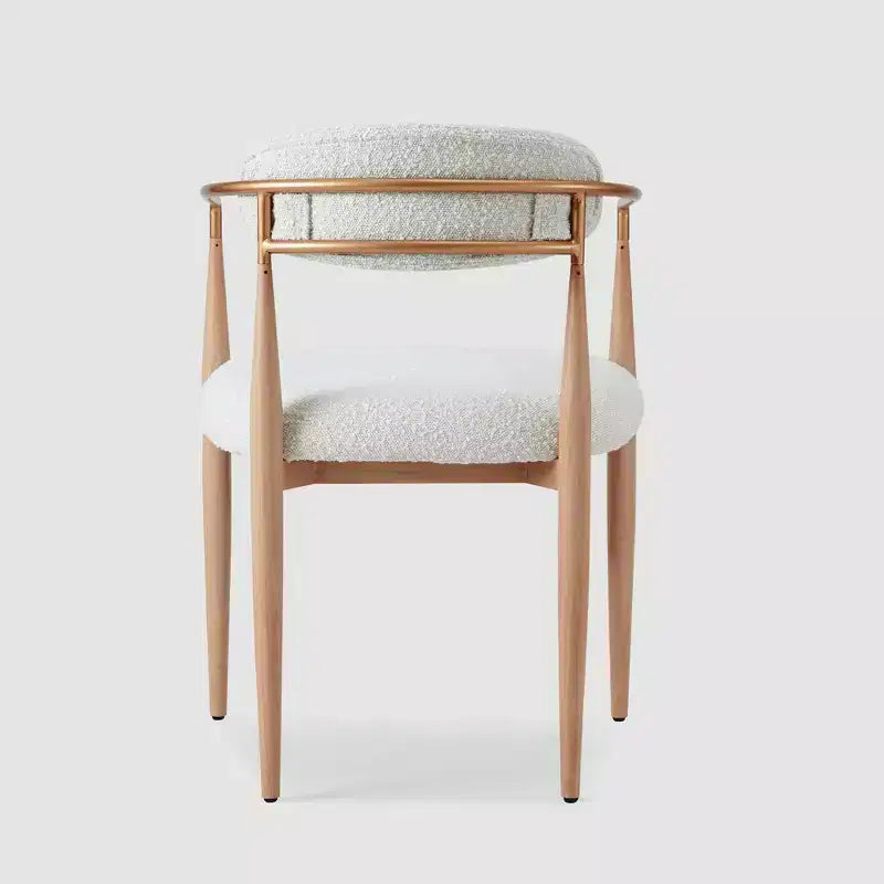 Sedie da pranzo Boucle set da 2, poltrone moderne con gambe in metallo effetto legno per cucina, soggiorno, ristorante, bar - Morden Fort