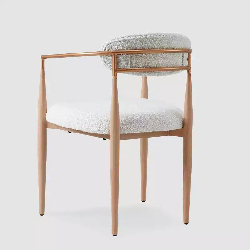 Sedie da pranzo Boucle set da 2, poltrone moderne con gambe in metallo effetto legno per cucina, soggiorno, ristorante, bar - Morden Fort