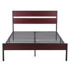 VECELO Letto Matrimoniale/King Size con Testiera in Legno, Base a Rete in Metallo Senza Necessità di Rete a Molle con Robuste Doghe in Acciaio, Marrone