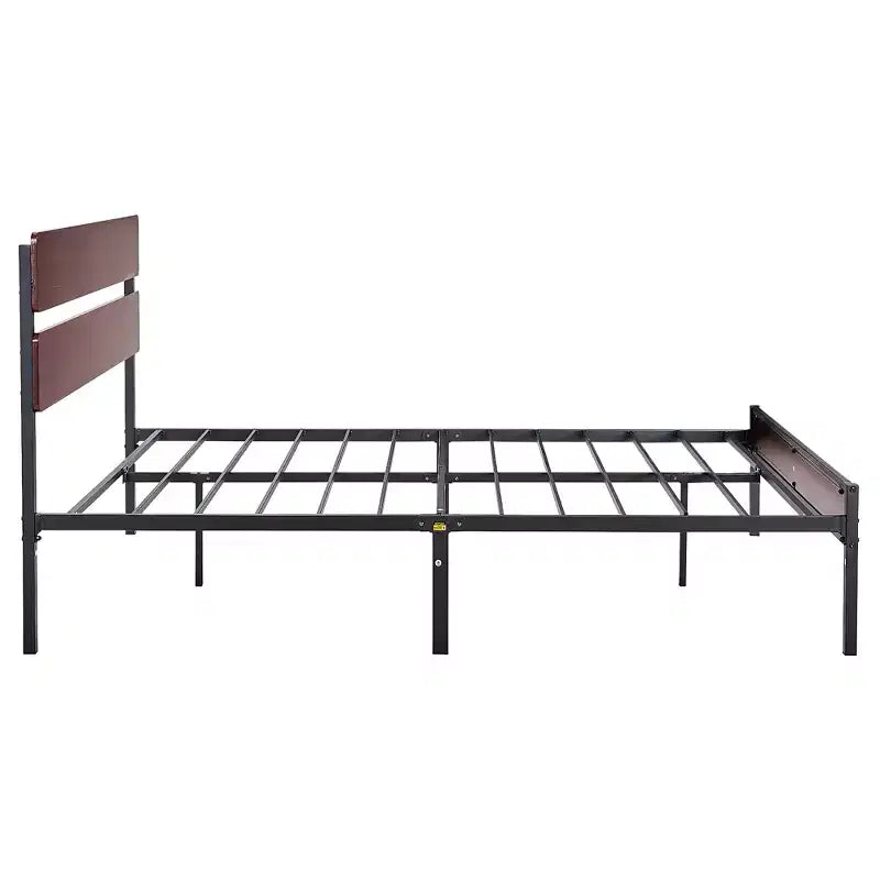 VECELO Letto Matrimoniale/King Size con Testiera in Legno, Base a Rete in Metallo Senza Necessità di Rete a Molle con Robuste Doghe in Acciaio, Marrone