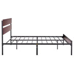 VECELO Letto Matrimoniale/King Size con Testiera in Legno, Base a Rete in Metallo Senza Necessità di Rete a Molle con Robuste Doghe in Acciaio, Marrone
