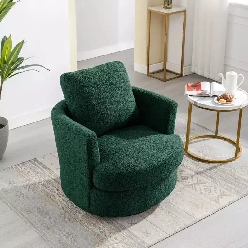 GDFStudio Sedia Girevole Bertha Imbottita in Bouclé 32 Legno e Acciaio