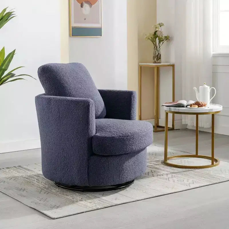 GDFStudio Sedia Girevole Bertha Imbottita in Bouclé 32 Legno e Acciaio