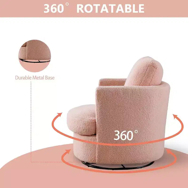 GDFStudio Sedia Girevole Bertha Imbottita in Bouclé 32 Legno e Acciaio