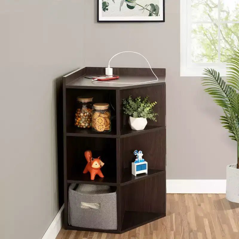 Home Imports Emporium Scaffale angolare a 9 cubi con porte USB, prese, ideale per piccoli spazi