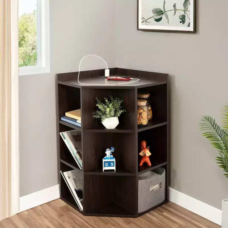 Home Imports Emporium Scaffale angolare a 9 cubi con porte USB, prese, ideale per piccoli spazi