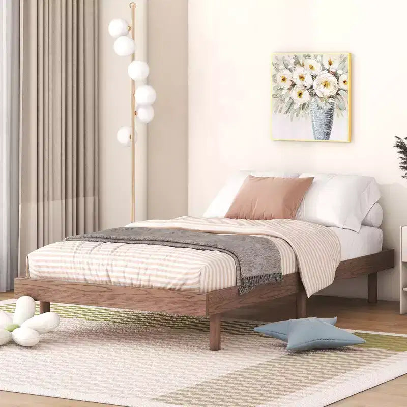 Telaio letto a piattaforma flottante con design moderno in colore grigio