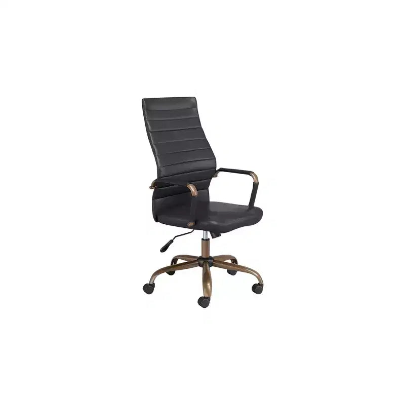 Studio 55D Sedia da ufficio regolabile in similpelle nera effetto vintage Primero