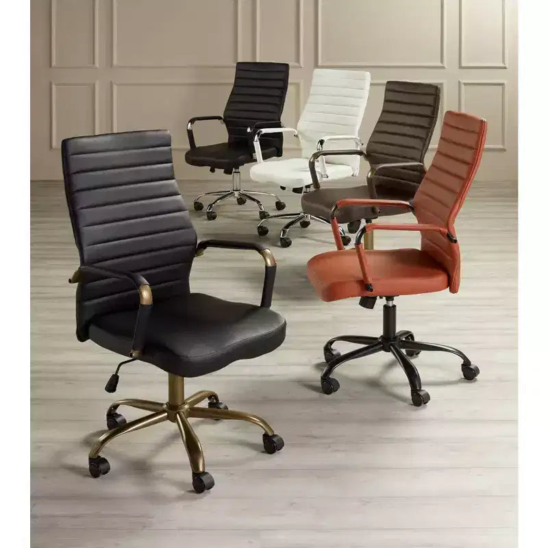 Studio 55D Sedia da ufficio regolabile in similpelle nera effetto vintage Primero