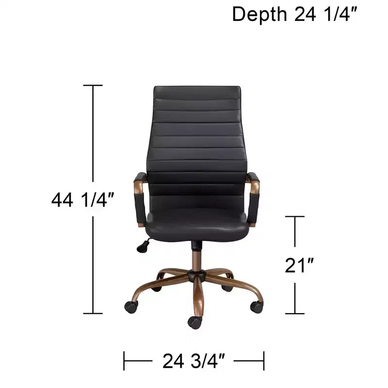 Studio 55D Sedia da ufficio regolabile in similpelle nera effetto vintage Primero