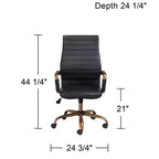Studio 55D Sedia da ufficio regolabile in similpelle nera effetto vintage Primero
