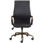 Studio 55D Sedia da ufficio regolabile in similpelle nera effetto vintage Primero