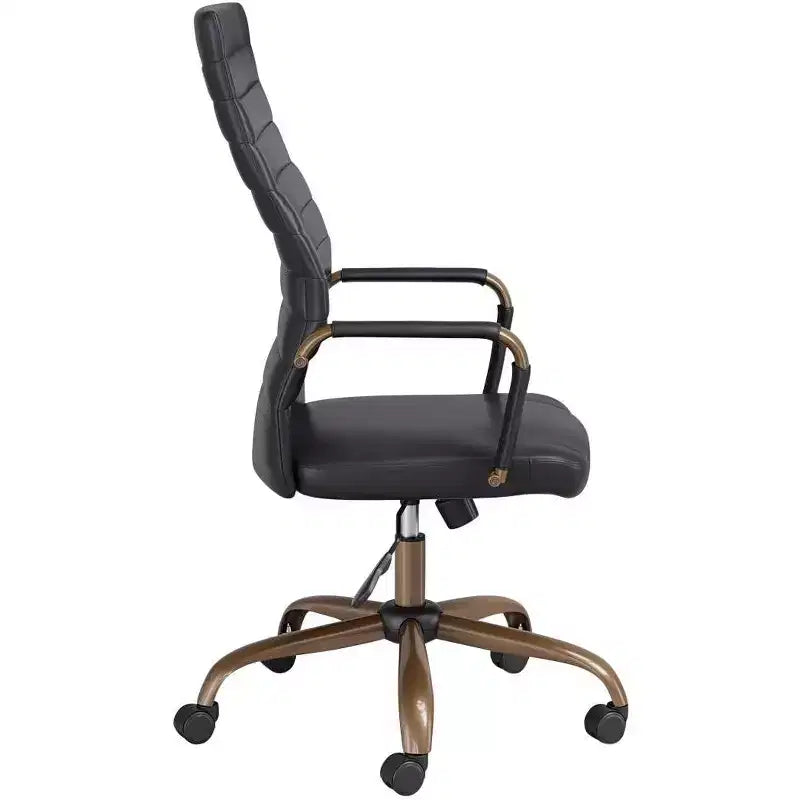 Studio 55D Sedia da ufficio regolabile in similpelle nera effetto vintage Primero